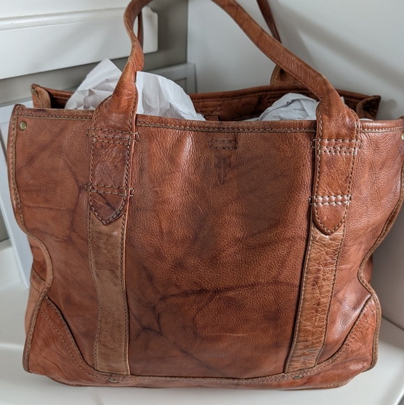 🥰 Vintage Frye Campus Genuine Distressed Leather Oversized Shoulder Tote Bag - Picture 15 of 16